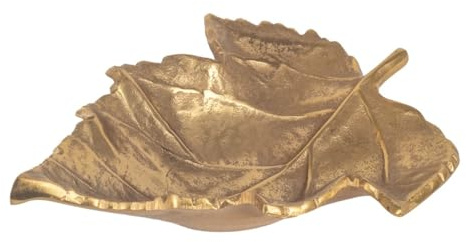 Feuille dorée en Aluminium, Plateau de Service, décoratif ou Vide-Poche, Longueur 17 cm