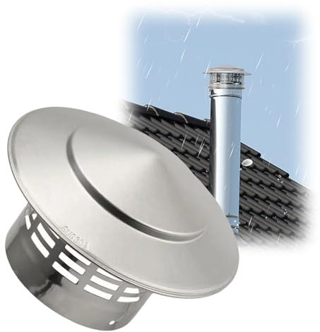 Comignolo Canna Fumaria 110 Mm/160 Mm/200 Mm/250 Mm/300 Mm Cappello Del Camino In Acciaio Inox 304, Copertura Per La Pioggia Del Tetto, Tappo Rotondo Di Sfiato(110 mm-4.3 in)