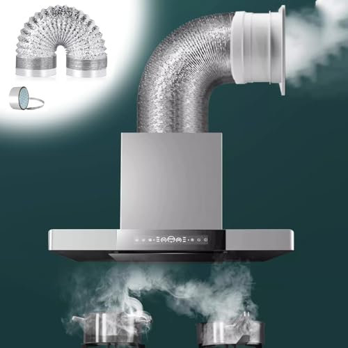 Tubo Di Scarico Kit di Sfiato per Condotto di Scarico Cappa Foglio di Alluminio, Tubo di Condotto per Bagno da 4 Pollici e 6 Pollici Resistente Al Calore, Tubo di Ventilazione Extra Lungo Telescopico(