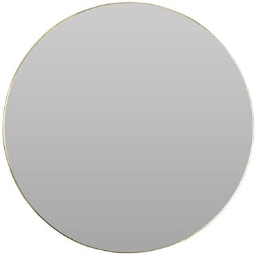 Well Home Espejo Redondo Ø55cm con Marco de Metal Dorado y 2 Ganchos