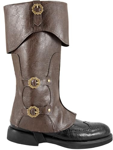 LGFKJNNJ Medieval Boot Covers for Men - Faux Leather Gaiters for Pirate, Viking & Steampunk Cosplay Brown