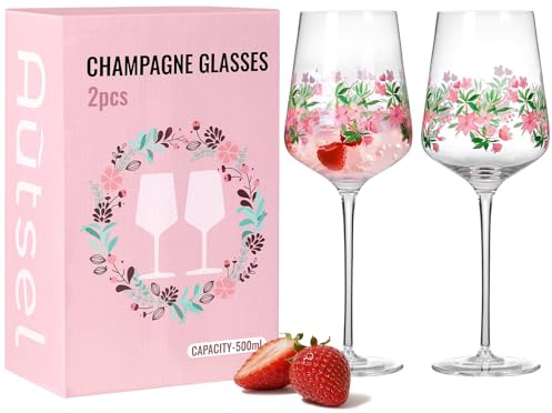 Autsel Weingläser Set 2Er (500 Ml) • Geschenke für Frauen • Kratzfeste Weingläser • Weinglas Personalisiert • Zeitlose Gläser für Weißwein • Personalisierte Geschenke