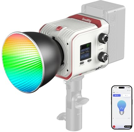 SMALLRIG RC 100C RGBWW LED Video Light, with App Control, 100W Mini COB Continuous Output Lighting, Handheld Spotlight 2700-10000K/CRI 96+/TLCI 98+/12 Effects, 11000Lux/1m, Lite Version White, 5340