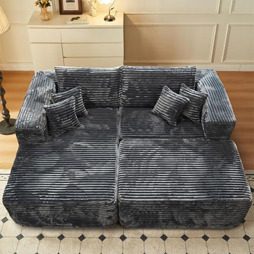 Modulär sektionsbäddsoffa – överdimensionerad loungeschäslong, moln plysch manchester modern sovsoffa kärlekssoffa för vardagsrum och sovrum
