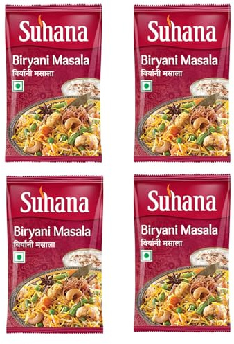 Suhana Spices Mix Powder (Box) - Curry Masala Recipe Mixes Casserole Seasoning Herbs - Simplifies & Speeds Up Cooking Process (Pack of 4, Suhana Biryani Masala 100g Box)