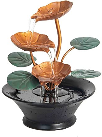 BOGAZY Fuente De Interior Relajación Tabletop Fountain Cascada Interior Lily Water Serenity Fountain Compacto y liviano Decoración de la Mesa Fuente Agua Decorativa(A)