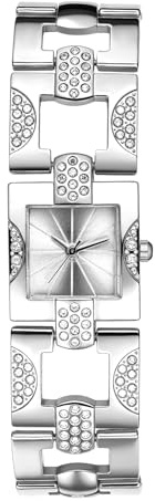 Lancardo Uhren Damen Rechteckige Damenuhren: Glänzende Volldiamant Strass Analoge Quarz Armbanduhren mit Balkenskala Verstellbar Kristallarmband Armkette Uhr Geschenke für Frauen