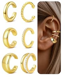 FANCH Ear Cuff Orecchini Senza Buco Donna - 6Pcs Ipoallergenici 14K Oro Placcato Orecchini a Clip Regolabili per Cartilagine Falsi Orecchio Non Piercing Regalo di Gioielli Oro