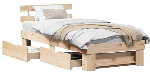 vidaXL Estructura de Cama Natural 80 x 200 cm Madera de Pino Macizo