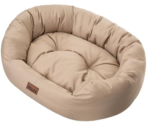 DOGGY Hundebett - Hundekorb für kleine mittelgroße & große Hunde – Bequemes Haustierbett - Hundebox- Hundesofa – Hundekissen - wasserabweisend - L 75x60 cm - Beige