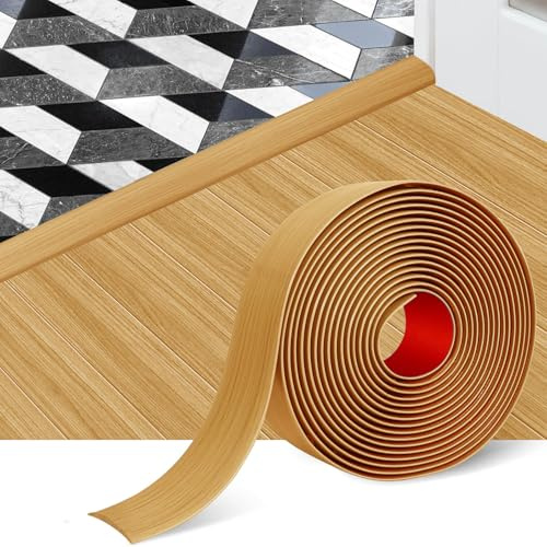 Rusoz Übergangsprofil Selbstklebend 5cm X 2m, Übergangsleiste Boden Flexible Pvc Abschlussleiste Boden, Einfach Zuschneidbar & Montierbar für Laminat, Teppich, Fliesen (Espen Gelb)
