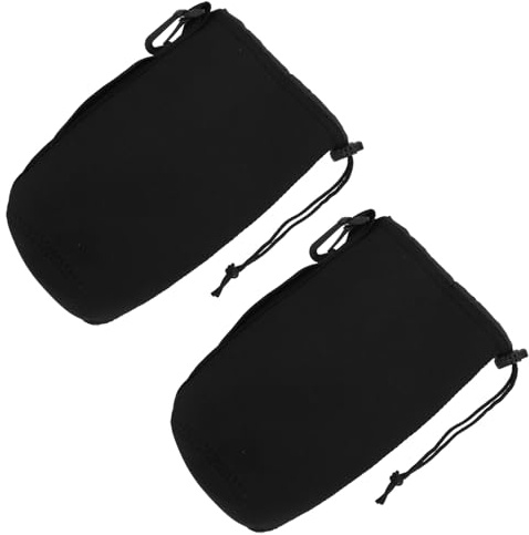 HIAKDOFT 2 pezzi Sacca Obiettivi Fotografici in Neoprene Xl Custodia Protettiva Morbida e Flessibile con Chiusura Coulisse per Obiettivi DSLR e Termoisolante