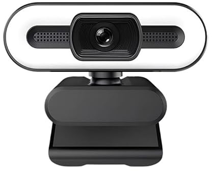 TIEOAXFT Webcam Portable Full HD 1080P 2K 4K for PC, Diffusion en Direct Automatique, Flexible avec Microphone et lumière(4K)