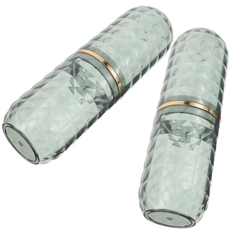 ERINGOGO 2 Pezzi Bicchiere da Viaggio in Pet Verde per Spazzolini | Tazza per Lavare i Denti, Uso a Casa o Campeggio, Interno Asciutto e Sicuro, Design Raffinato