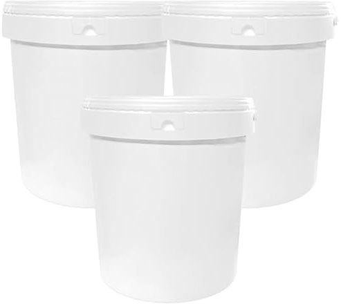 3x 20 Litre White Plastic Wash Bucket - 3 Bucket System for Car Washing