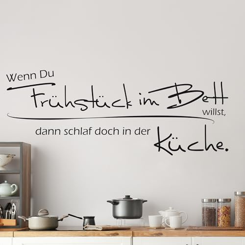 GRAZDesign Wandtattoo Küche Spruch lustig Wandsticker Küchen Deko Sprüche Klebefolie modern Wanddeko Küchenrückwand Aufkleber, Wenn Du Frühstück im Bett willst, 78x30cm, 070 schwarz