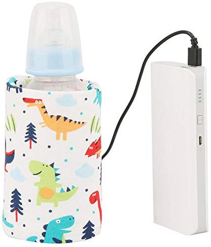 Delaman Portable Baby Bottle Warmer Portable, Baby Bottle Warm Keeping Milk Travel Warm Keeping Storage Cover Insulation Thermostat (Color : Dinosaur Pattern)