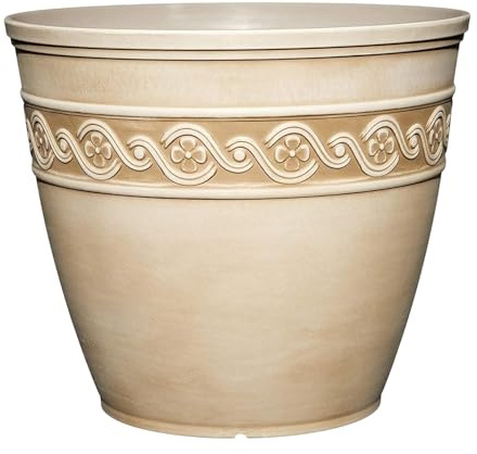 Classic Home and Garden Korinthisches Harz Pflanztopf - Outdoor & Indoor Pflanztopf - Runder Übertopf für Pflanzen & Blumen (33.0 cm Desert Tan, 1 Stück)