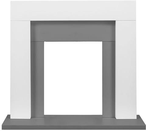 Adam Dakota Fireplace in Pure White & Grey, 39 Inch