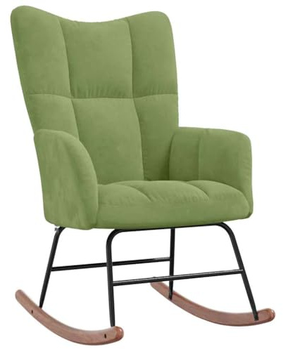 vidaXL Schaukelstuhl Relaxstuhl Schaukelsessel Schwingsessel Ruhesessel Relaxsessel Schwingstuhl Polsterstuhl Polstersessel Sessel Hellgrün Samt