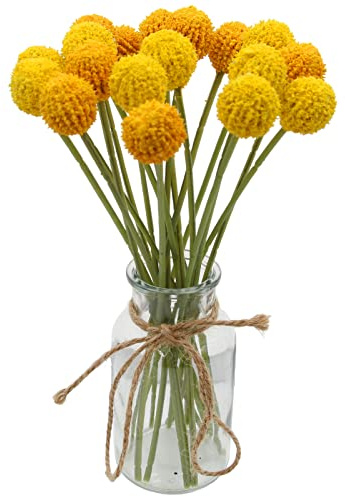Hananona Craspedia Globosa Benth, künstliche Billy Ball Blumen, australische Trommelstock-Chrysantheme, ewiges Leben Blume für Zuhause, Hochzeit, Herbstdekorationen (Gelb und Orange, 18)