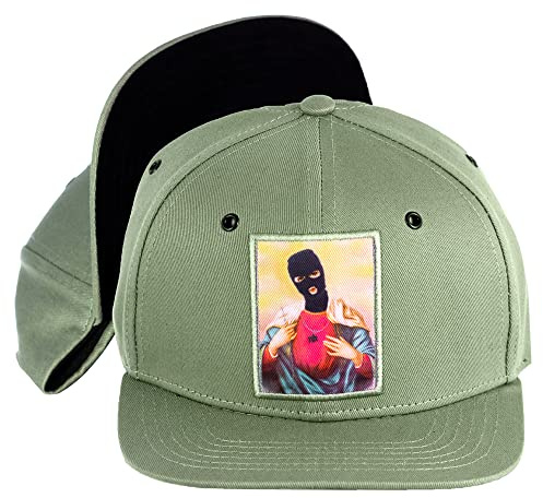 Dimma barn snapback keps herr dam ikonisk ikon olivgrön med stormmask, en storlek onesis, justerbar storlek, unisex, högkvalitativ basekeps, streetwear stil, basebollkeps rak skärm, Olivgrön, En