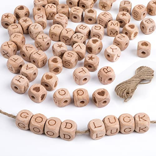 72 Stück Holzperlen Buchstaben,A-Z Buchstabenperlen