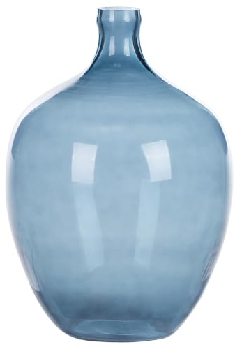 Runde Blumenvase aus gefärbtem Glas handgefertigt blau 39 cm Roti