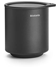 Brabantia - Pot de Rangement Mindset - Idéal pour Organiser - Couvercle Hygiénique - Résistant à la Corrosion - Facile à Nettoyer - Accessoire de Salle de Bain - Infinite Grey - 9,5 x 8 x 9,5 cm