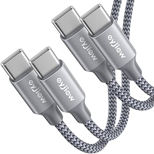 eyjiew Cable USB C [1M+1M/Lot de 2] Câble USBC vers C Double USBC Charge Rapide PD 60W Type C Cordon pour Samsung Galaxy S25 S24 S22 S21 S20 S10 S9 A51 A53 Note 20, Google Pixel -Gris