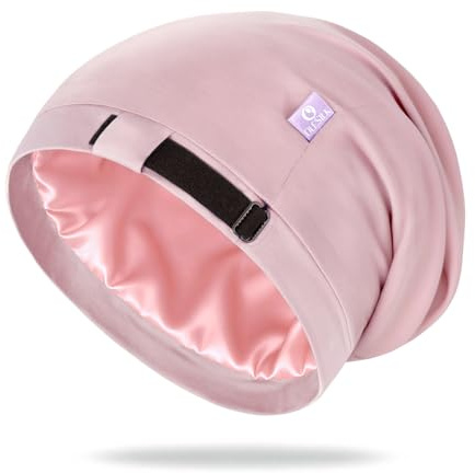OLESILK Mulberry Silk Bonnet for Sleeping Women, Real Silk, Not Satin Pink