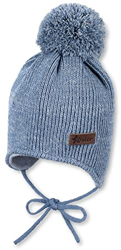 Sterntaler Unisex Kinder Mütze Baby Bommelstrickmütze Melange, Mittelblau, 39