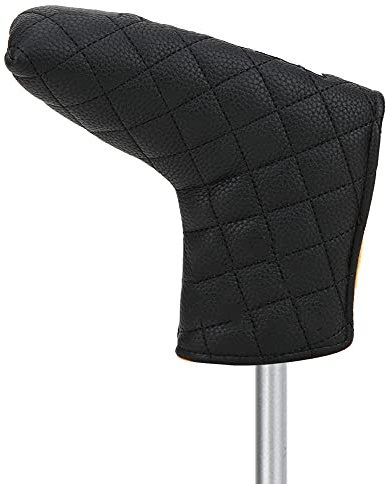 KIMISS Magnetischer Golf-Putter, Wasserdichtes PU L-förmiges Putterblatt-Abdeckung Headcover-Abdeckung Schlägerkopf-Zubehör (Schwarz)