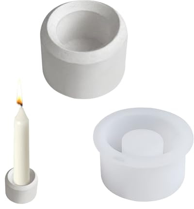 Feliciay Silikonform Kerzenhalter, DIY Kerzenformen Rund, Harz Epoxid Gießform, Stabkerzenhalter für Heimdekoration, Zement (Schmaler Rand)