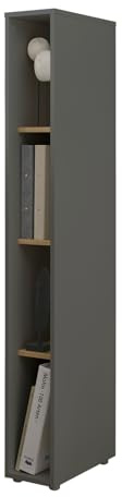 Aktenschrank Büroschrank in grau matt und Wotan Eiche Vitrine für Homeoffice und Büro Büromöbel Ordnerschrank 50 x 200 cm Center (Aktenregal 2)