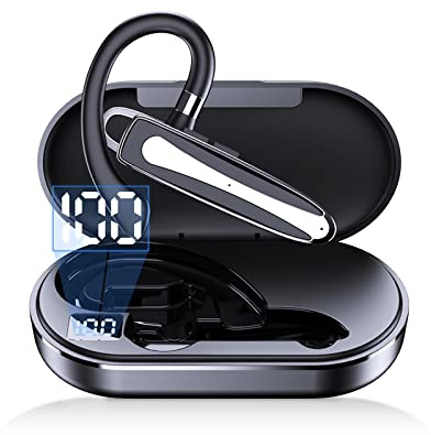 Bluetooth Oreillette Casque sans Fil Écouteurs Bluetooth avec Microphone pour Réduction de Bruit Casque Mono Communication en HD Qualité Libre mains avec boîtier de chargement LED pour iOS/Android