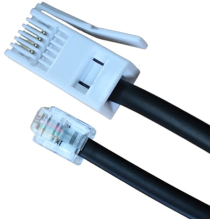 BT Plug to RJ11 Cable Relloh White Extension Lead 431A and 6P2C for Landline Modem Fax Virgin Hub Sky Box - Compatible with ADSL Modem British UK BT Socket (Black, 15m)