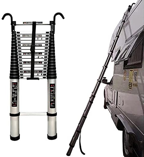 Stegar, hopfällbar copilstege för husbil, hopfällbar utdragbar aluminiumstege med takkrok, brygga på taket Tält Vindstrappa (A 2M/6.6Ft)