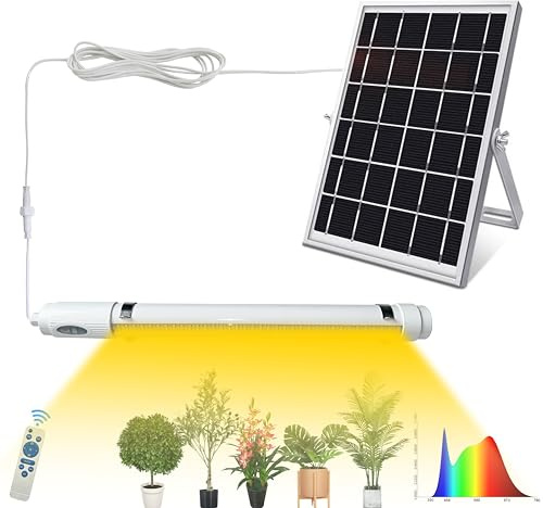 Full Spectrum Bright Solar Powered LED Grow Light for Indoor Greenhouse in Pots with Multiple Plants of All Stages Waterproof Hanging Grow Lights
