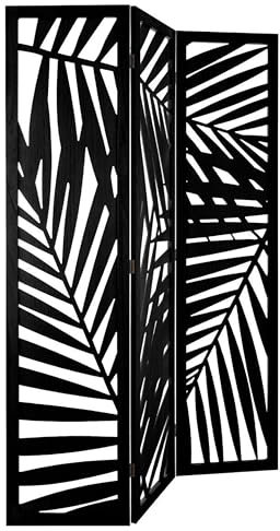 Miroytengo Biombo Separador De Ambientes Decoración Salón Dormitorio Madera 3 Paneles Akira Color Negro