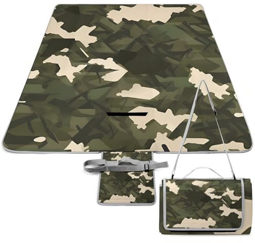 OURTEV Picknickdecke, maschinenwaschbar, Outdoor-Decke, tragbare Campingdecke, Armee-Camouflage, extra große Strandmatte für Camping, Park, Strand