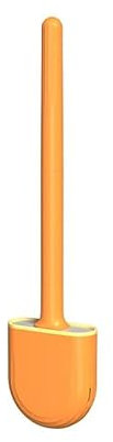 Toilet Brush Silicone Toilet Bowl Brush with Wall Mount Holder Flexible Toilet Bowl Cleaning Sets for Bathroom Household Accessories Toilet Bowl Cleaners Brush (Color : Orange)