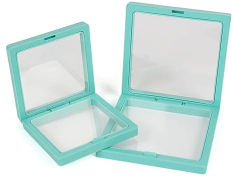 3D-Schweberahmen 10 Stück Pe Film Schmuck Aufbewahrungsbox Armband Anhänger Schmuck Aufbewahrungsbox 3D Verpackung Box Edelstein(Color:Lake Blue,Size:7x7)