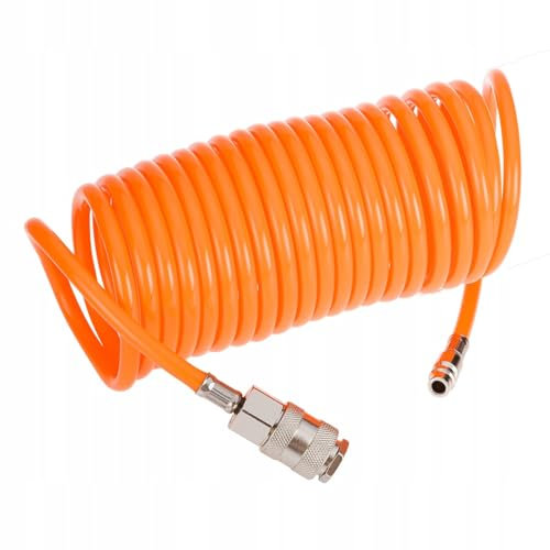 NEO TOOLS Tuyau spiralé 5 mm/5 m (pour compresseurs d'air comprimé jusqu'à max. 16 bar, raccord rapide et raccord enfichable, en polyéthylène résistant) – Tuyau d'air pour compresseur