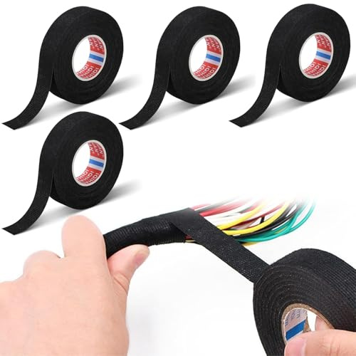 4-teiliges Kabelbaum-Isolierband Set – Filzband, Gewebeband & hitzebeständiges Isolierband für Kfz-Kabel – Zum Verbinden, Reparieren & Geräuschdämmung