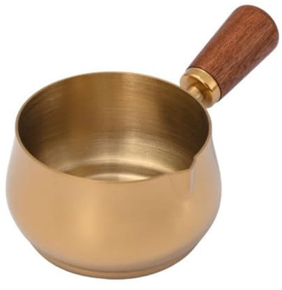SLEDEZ Vasos para Salsa Salsera de Acero Inoxidable con asa de Madera Salseras Occidentales(Colour 1,120ml)