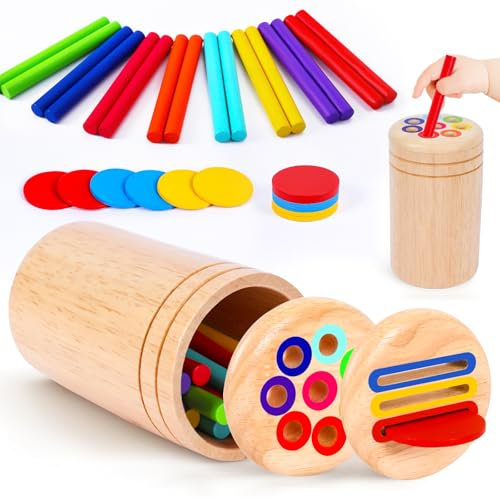 Montessori Spielzeug ab 1 Jahr, Spielzeug ab 1 2 Jahre Mädchen Jungen Baby Spielzeug Weihnachten Geschenk Mädchen Jungen 1 2 Jahre Farbe Sortierspiel Kinderspielzeug Motorikspielzeug Holzspielzeug