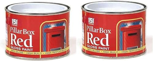 GSV Essentials Pillar Box Red Gloss Paint, Gloss Finish, Non-Cracking, Vibrant Colour, Fast Drying, Long Lasting Performance, Ideal For Use On Wood, Metal, Interior Surfaces, 180ml, Pack Of 2