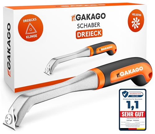 Gakago Kraft-Schaber - Hochwertige Dreieck-Ziehklinge aus langlebigen Wolframcarbid - Ergonomisch & rutschfester Universalschaber für Holz, Metall, Beton oder Stein - Leicht & handlich beim Arbeiten