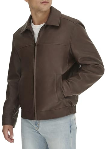 Dockers Men's James Faux Leather Jacket, Brown, Medium